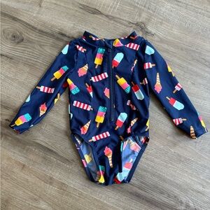 🌼3/$20Old Navy Navy Long-Sleeve One-Piece Rashguard with Colorful Popsicle Print